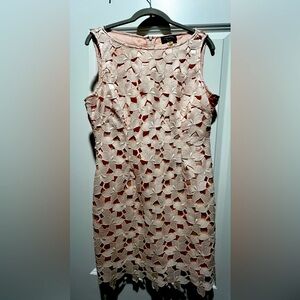 Tahari pink floral cutout sheath